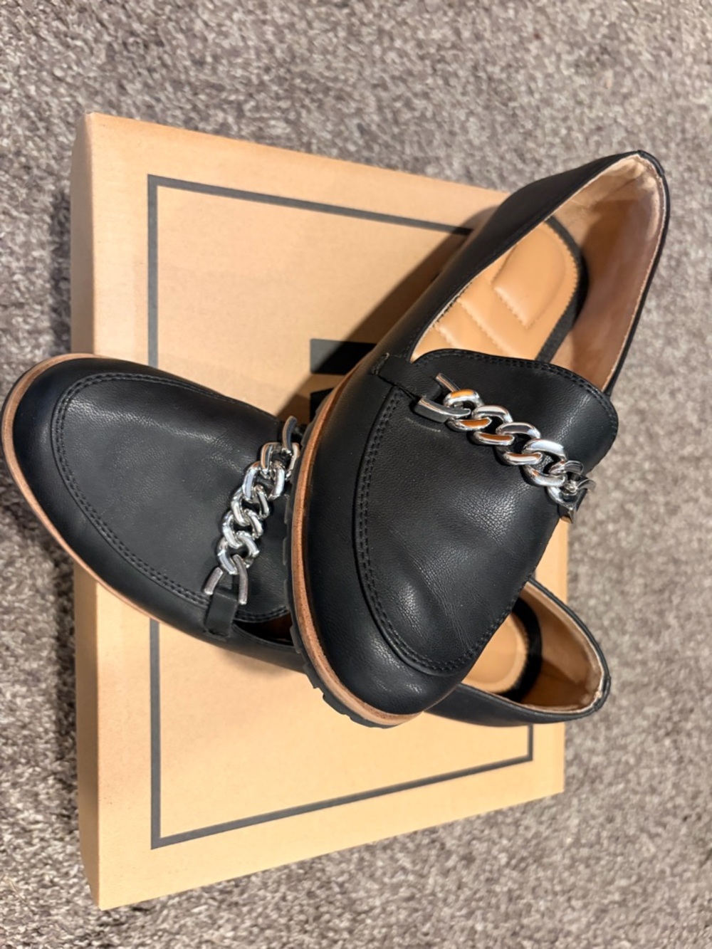 Women’s Chain-Accent Leather Loafers